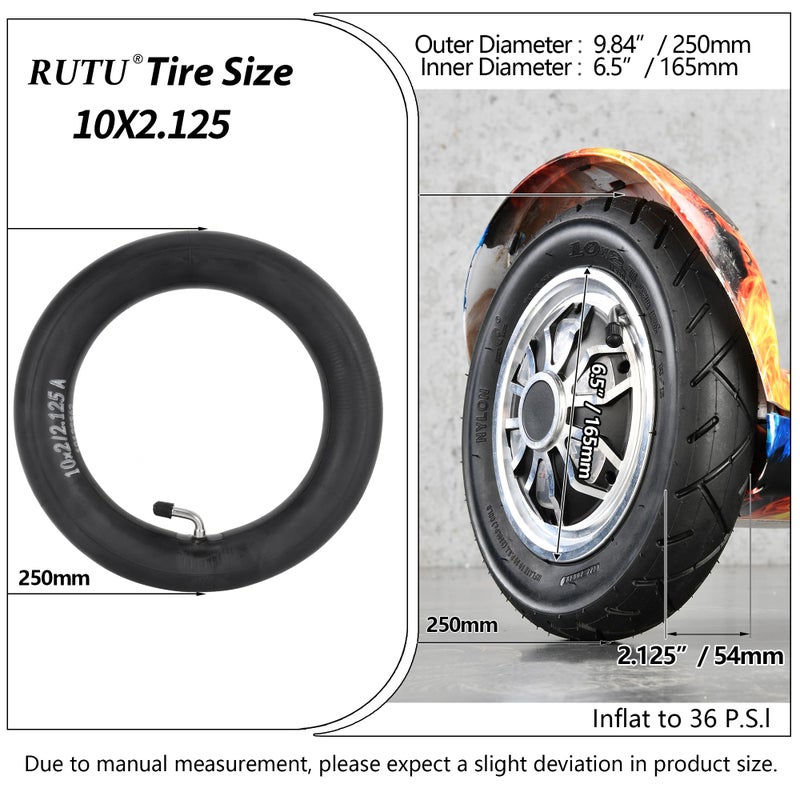 أنابيب داخلية RUTU 10x2.125 - استبدال الأنبوب الداخلي شديد التحمل 10x2 10x2.125 لسكوتر كهربائي ذاتي التوازن بعجلتين، عربات الأطفال ثلاثية العجلات، معظم أنابيب إطارات السكوتر، عبوة من قطعتين - Image 2
